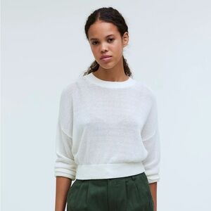 NWT White Loose-Knit Crewneck Sweater BRAND NEW WITH TAGS